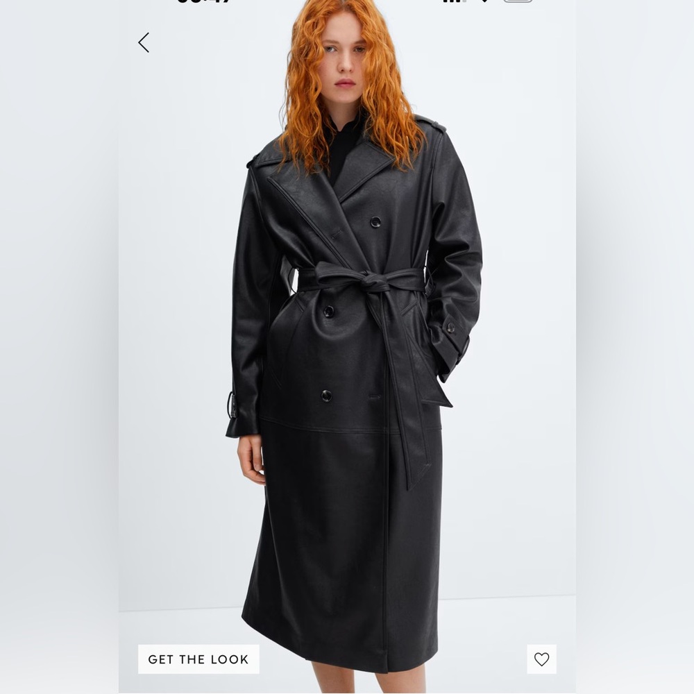 Mango oversize leather effect trench coat